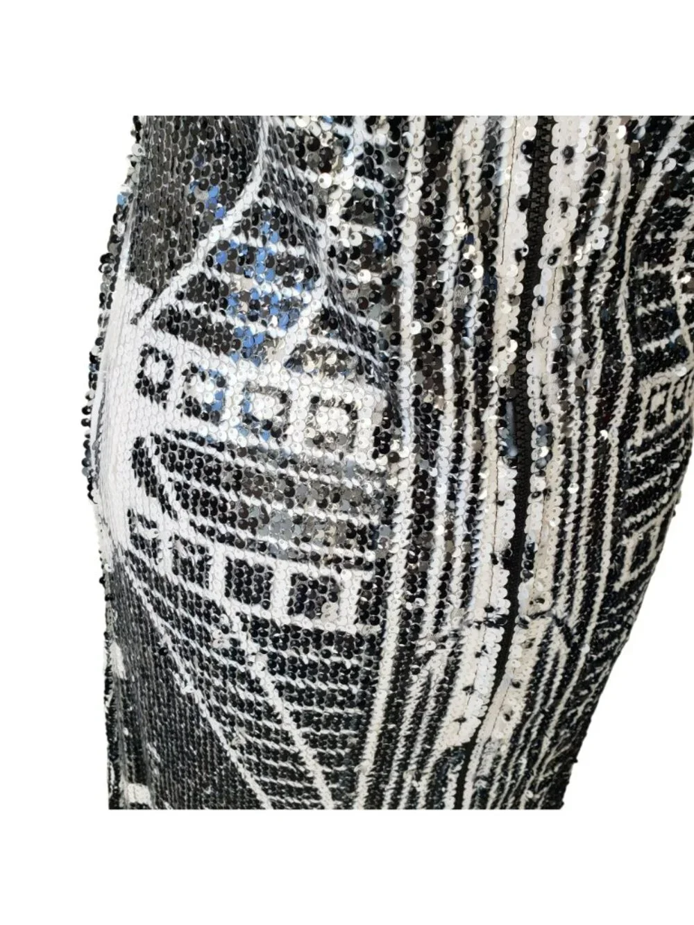 Kimberly Goldson $698 Dress Sequin Black White Brooklyn Graffiti Print Maxi - Picture 13 of 16